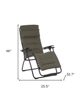 26" Gray Steel Outdoor Zero Gravity Chair with Gray Cushion