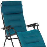 26" Gray Steel Outdoor Zero Gravity Chair with Gray Cushion