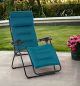 26" Gray Steel Outdoor Zero Gravity Chair with Gray Cushion