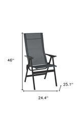 24" Gray and Black Steel Indoor Outdoor Arm Chair