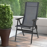 24" Gray and Black Steel Indoor Outdoor Arm Chair