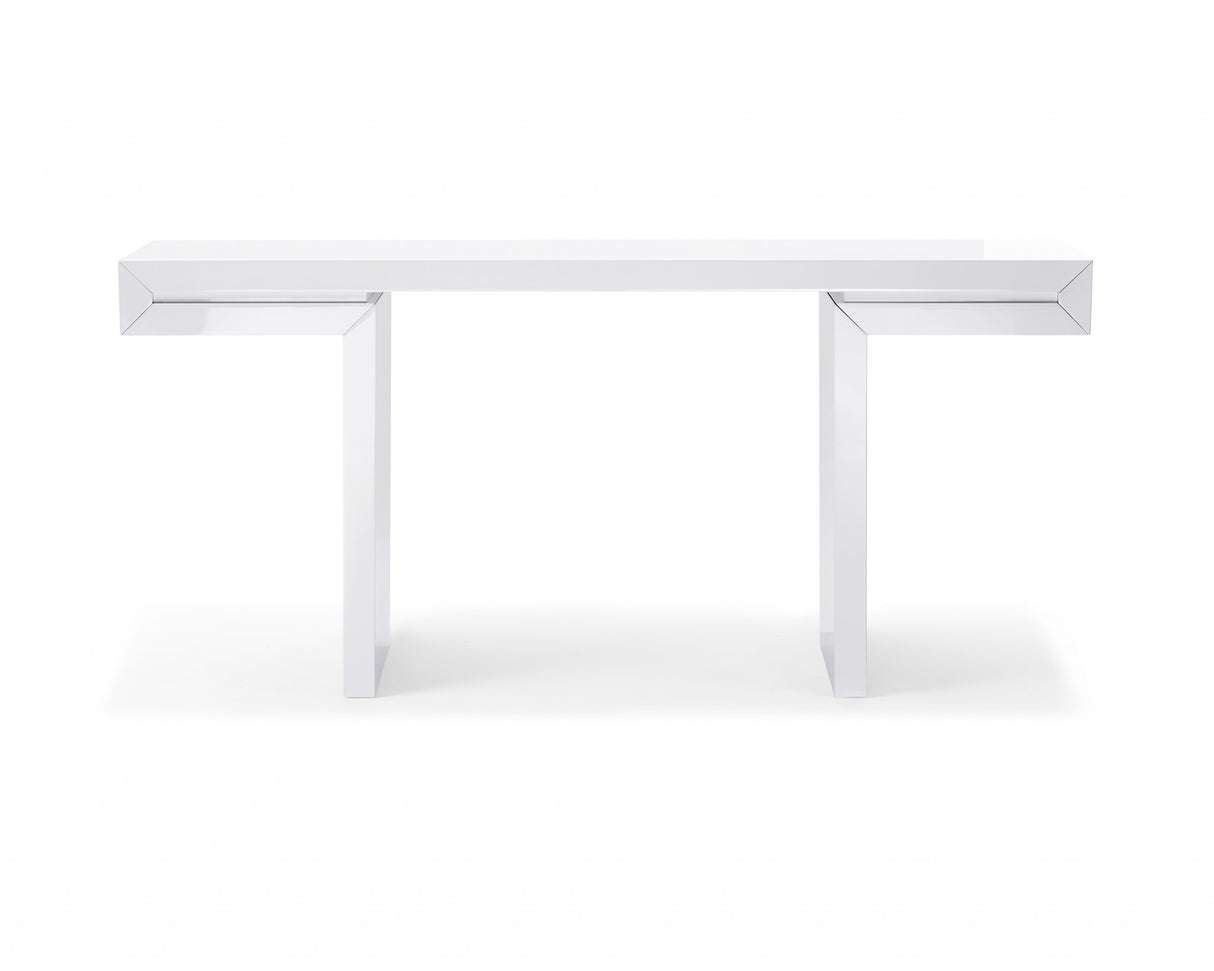 63" White Trestle Console Table