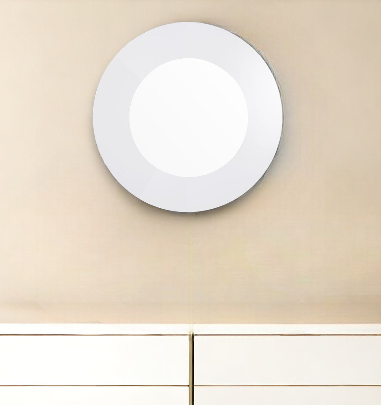 40" White Round Framed Accent Mirror