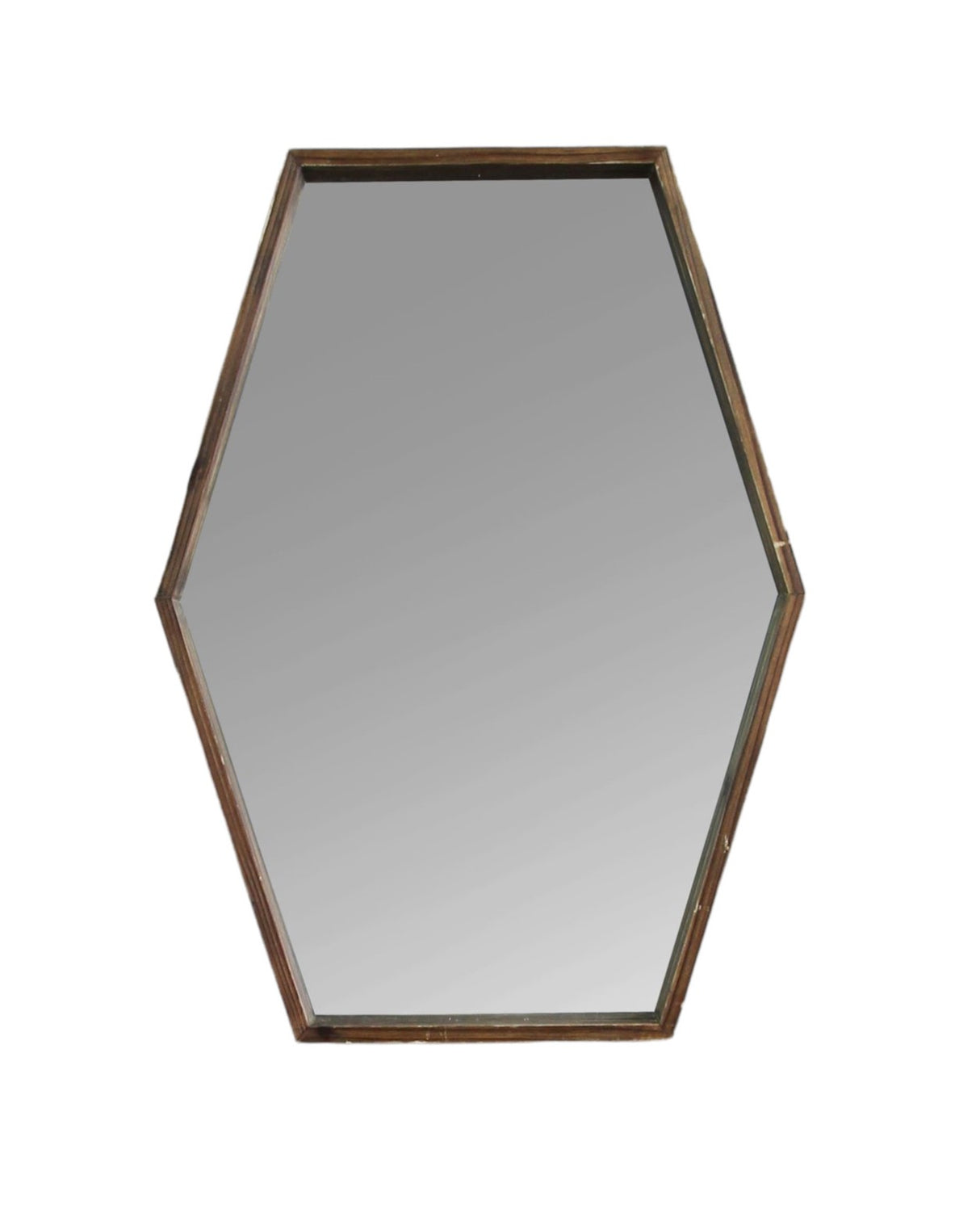 28" Brown Hexagonal Framed Accent Mirror