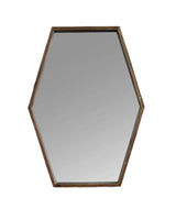 28" Brown Hexagonal Framed Accent Mirror