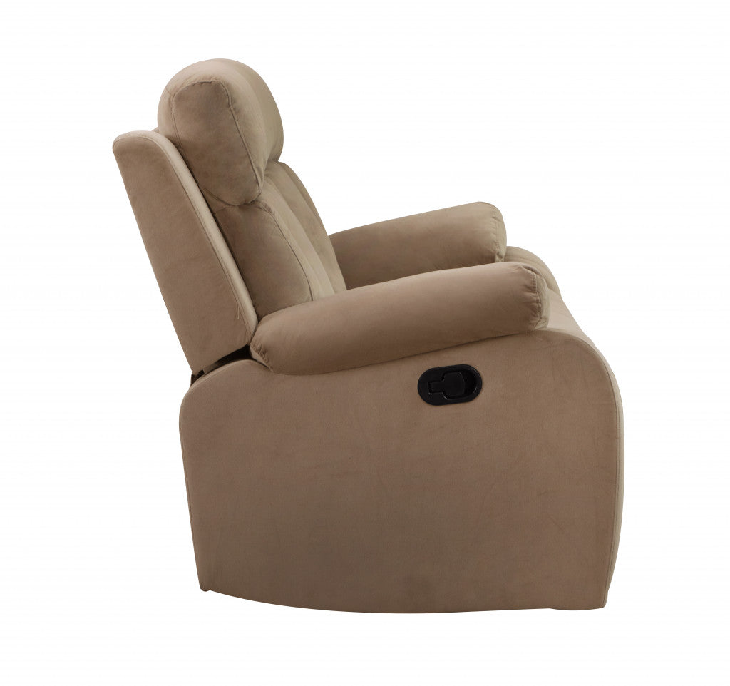 63" Beige Leather Match Recliner