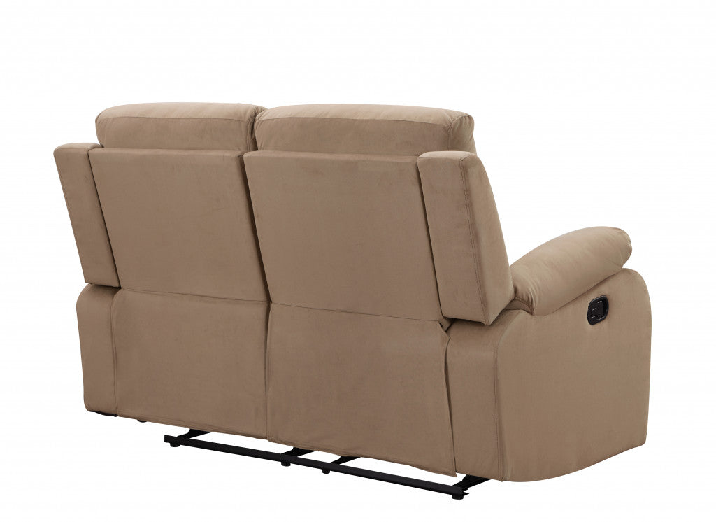 63" Beige Leather Match Recliner