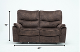 63" Dark Brown Microfiber Manual Reclining Love Seat