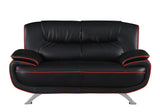 64" Black And Silver Faux Leather Loveseat