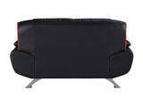 64" Black And Silver Faux Leather Loveseat