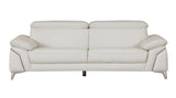 87" White Italian Leather Sofa With Silver Legs