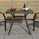 32 Inch Patio Dining Table Metal Square Table for Dining with 4 Curved Legs-Gray