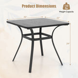 32 Inch Patio Dining Table Metal Square Table for Dining with 4 Curved Legs-Gray