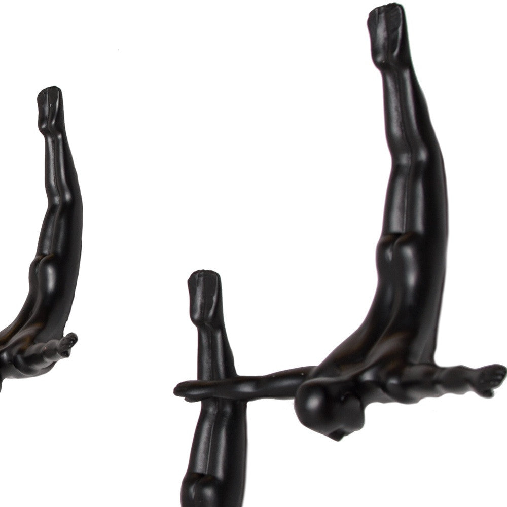 Set of Three Black Resin Novelty Hanging Dimensional Sculpture