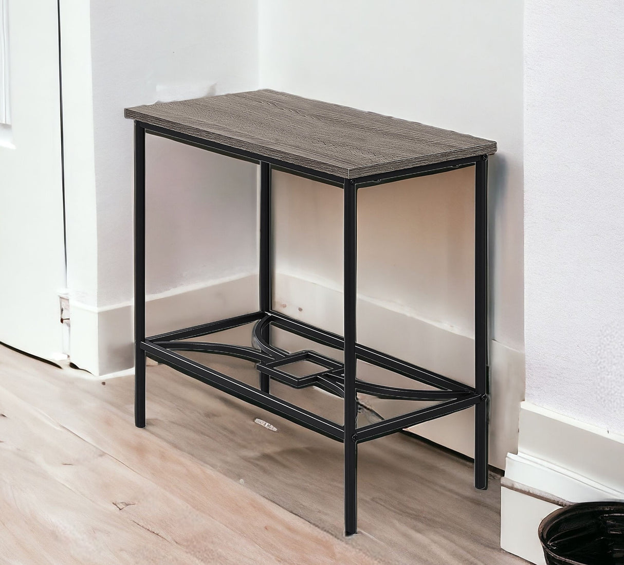 24" Taupe And Black Console Table With Storage