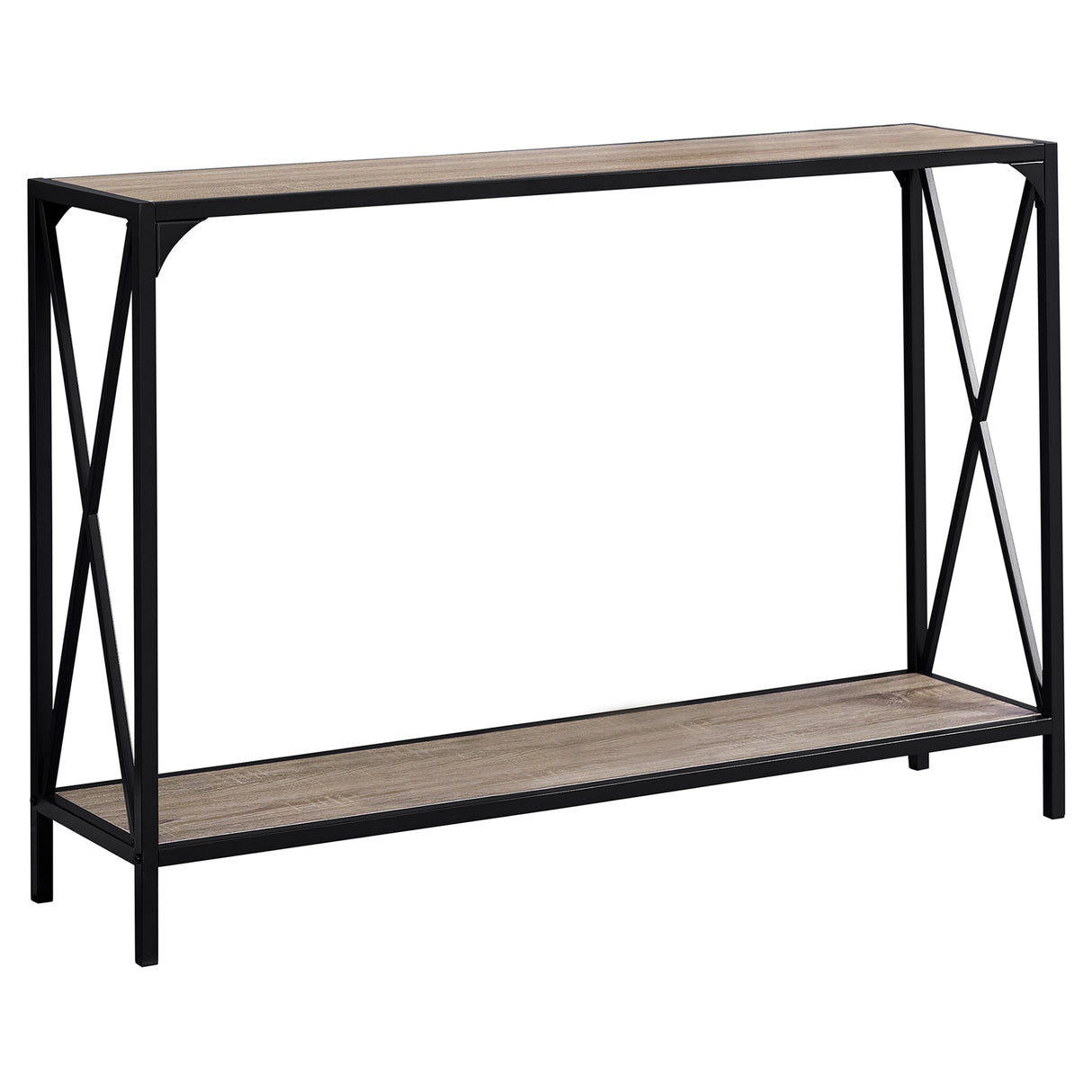 48" Taupe and Black Console Table With Shelves