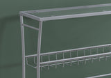 42" Clear And Silver Glass Console Table With Storage