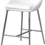 Set of Two 24 " White And Silver Metal Low Back Bar Chairs