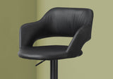 Black Faux Leather And Metal Low Back Adjustable Height Bar Chair