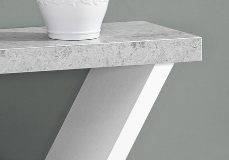 36" Gray and White Abstract Console Table With Shelves