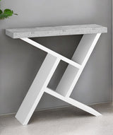 36" Gray and White Abstract Console Table With Shelves