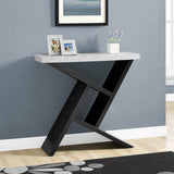 36" Gray and Black Abstract Console Table With Shelves