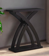 31" Espresso Cross Leg Console Table With Shelves