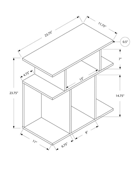 24" Black And Gray Wood End Table With 6