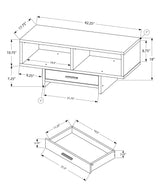 42" Black And Gray Coffee Table With Drawer And Two Shelves