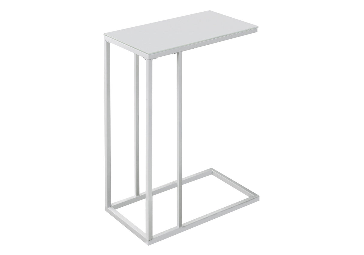 18.25" X 10.25" X 24" White Metal Tempered Glass Accent Table