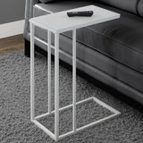 18.25" X 10.25" X 24" White Metal Tempered Glass Accent Table