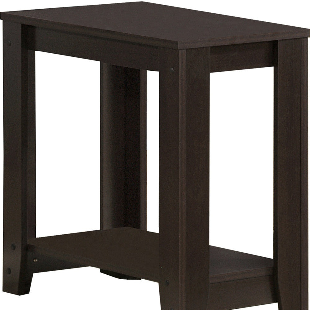 22" Dark Brown Wood End Table With Shelf