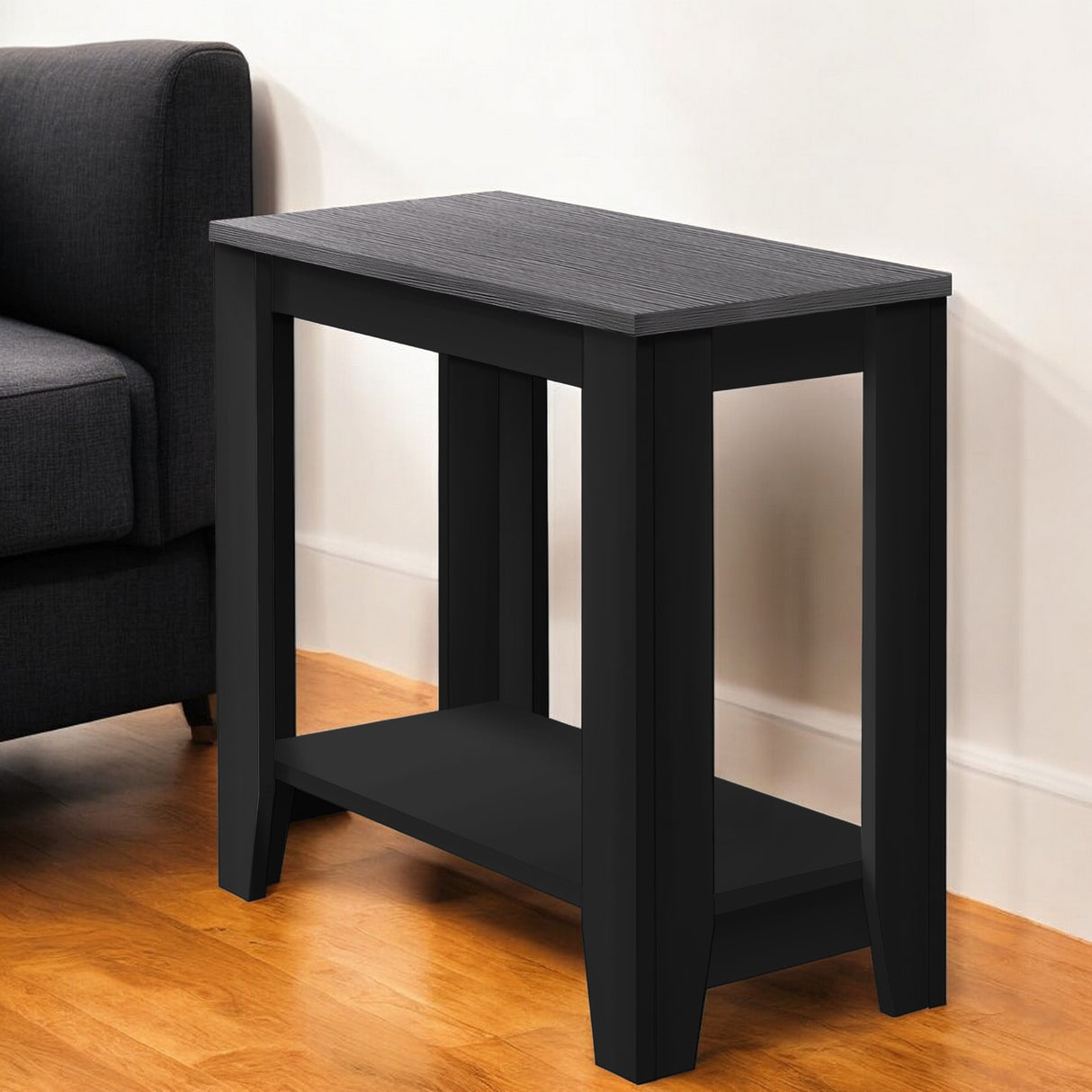 22" Dark Brown Wood End Table With Shelf