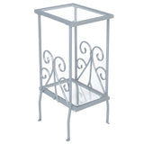 30" Silver And Clear Glass And Metal Square End Table With Shelf