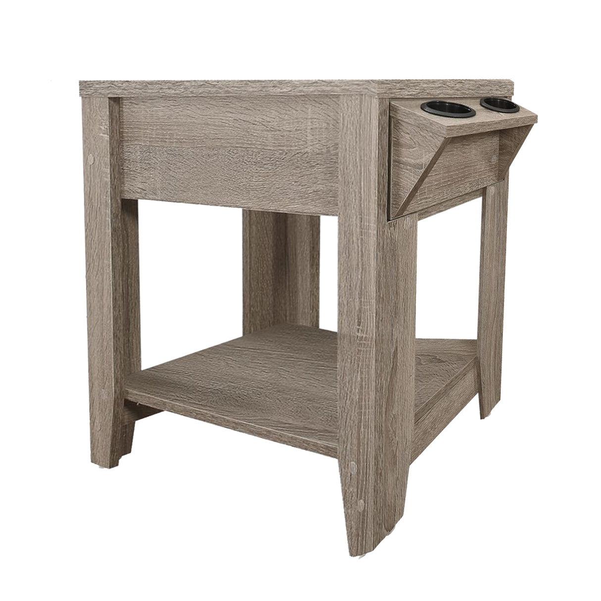 23" Taupe Wood End Table With Shelf