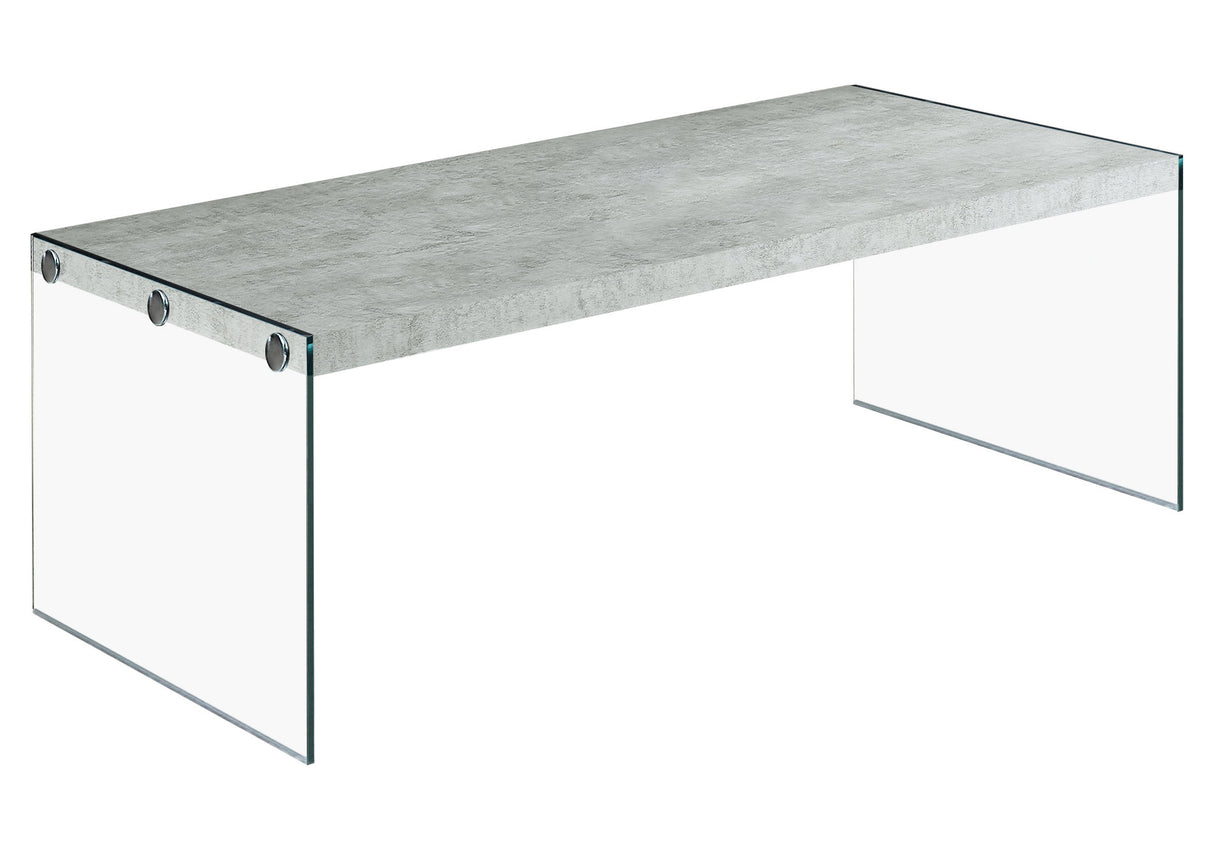 44" Gray  Clear Wood And Glass Coffee Table