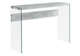 44" Gray And Clear Solid Console Table