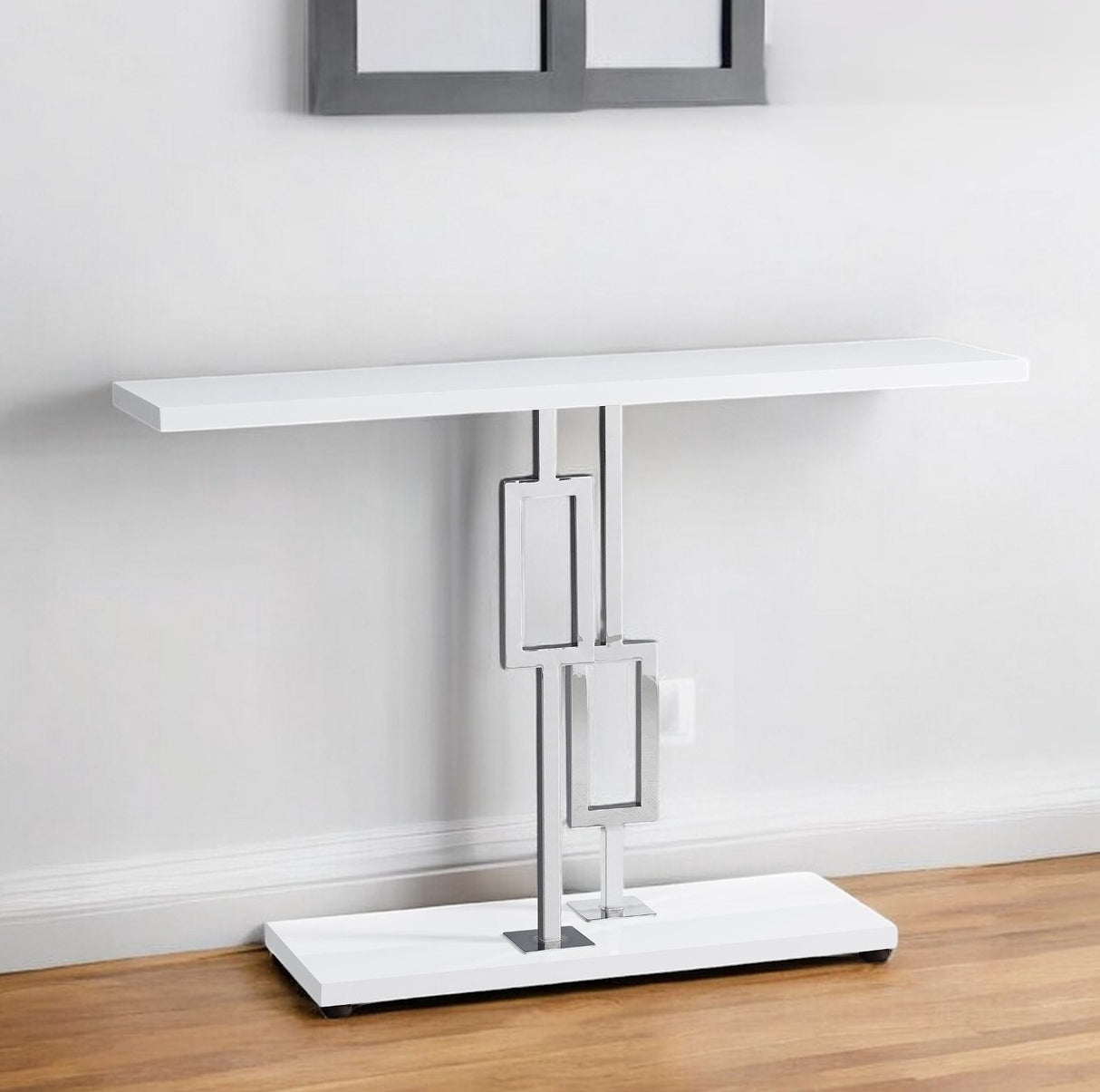 47" White Floor Shelf Console Table With Storage