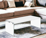 44" Gray  Clear Wood And Glass Coffee Table