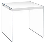 35.5" Glossy White Particle Board And Clear Glass Two Pieces Nesting Table Set