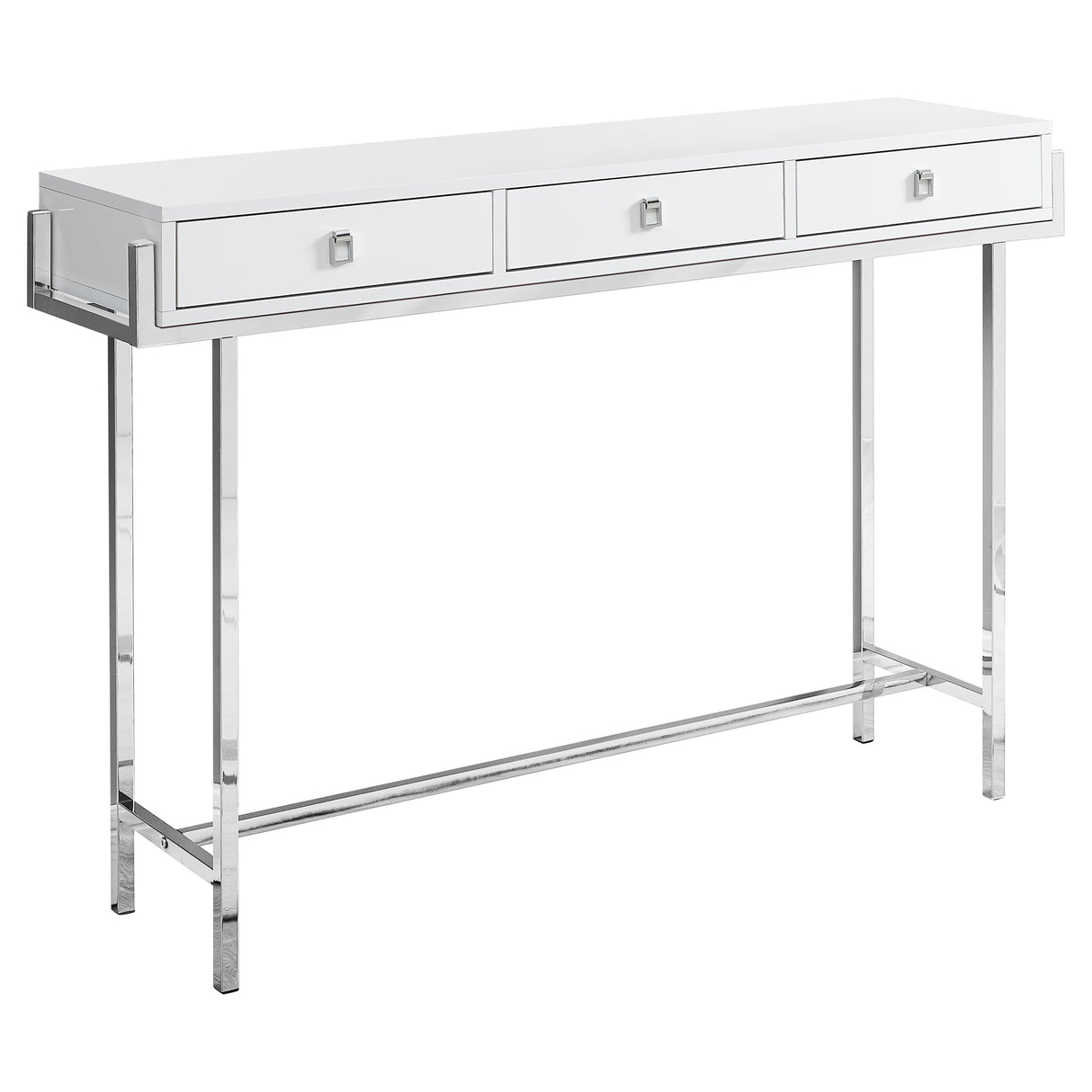 48" White and Silver Console Table And Drawers