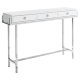 48" White and Silver Console Table And Drawers