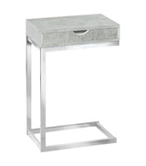 24.5" White Finish And Chromed Metal Accent Table