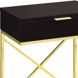 24" Gold And Black Wood And Metal End Table With Drawer