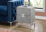 24" Silver And Gray End Table With Two Drawers