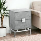 24" Silver And Gray End Table With Two Drawers