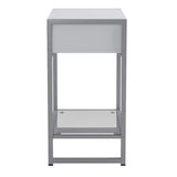 22" White Glass And Metal End Table With Drawer And Shelf