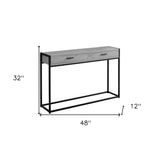 48" Gray and Black Frame Console Table And Drawers