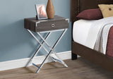 24" Black And Gray Wood And Metal End Table With Drawer