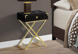 24" Black And Gray Wood And Metal End Table With Drawer